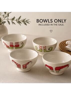 4 Rae Dunn Artisan Collection Christmas Elf Bowls Set of 4 Salad Soup Cereal